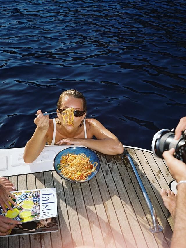 A bowl of pasta enjoyed beside the water